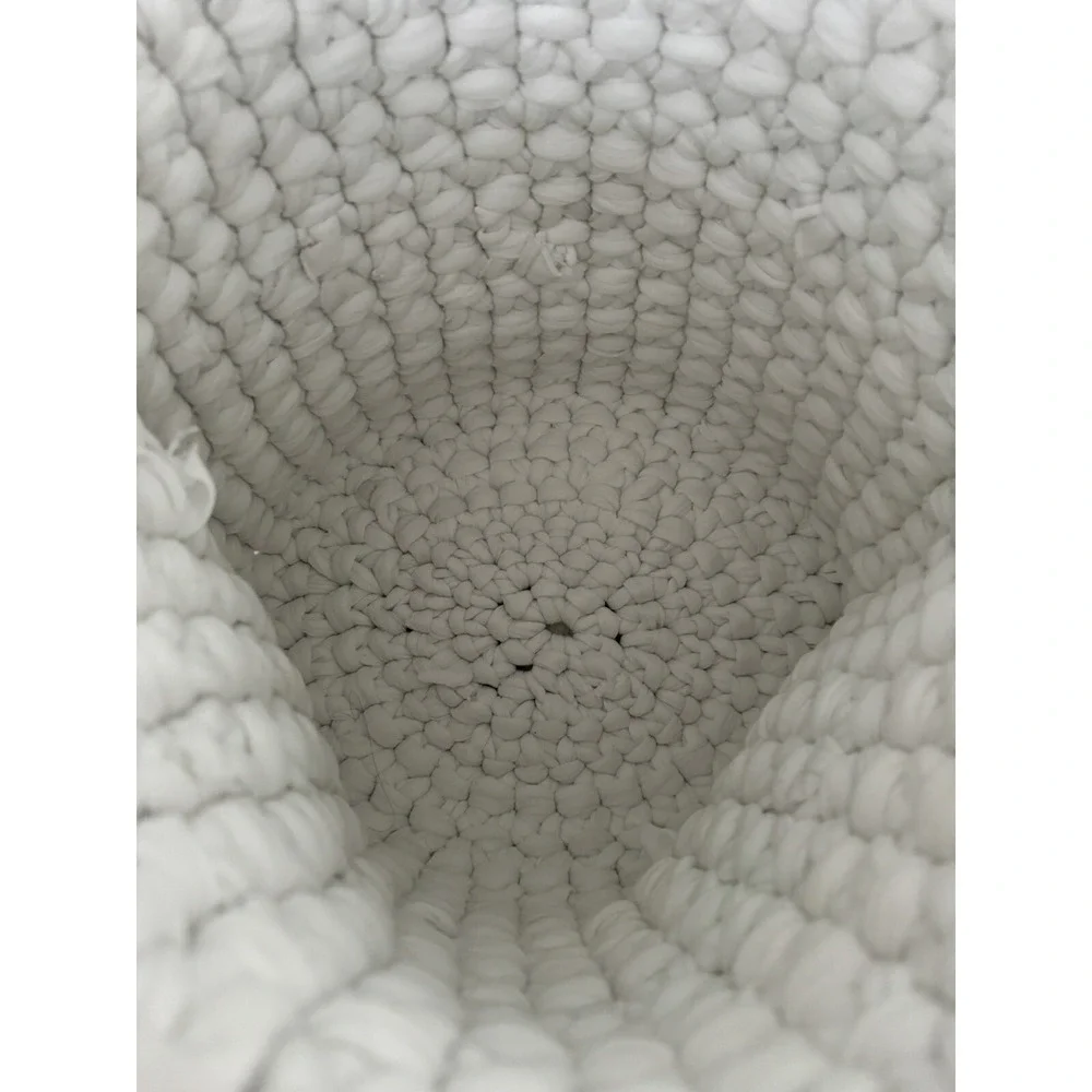 NWT Handmade Chunky Cotton Crochet Basket Storage Bin White 14